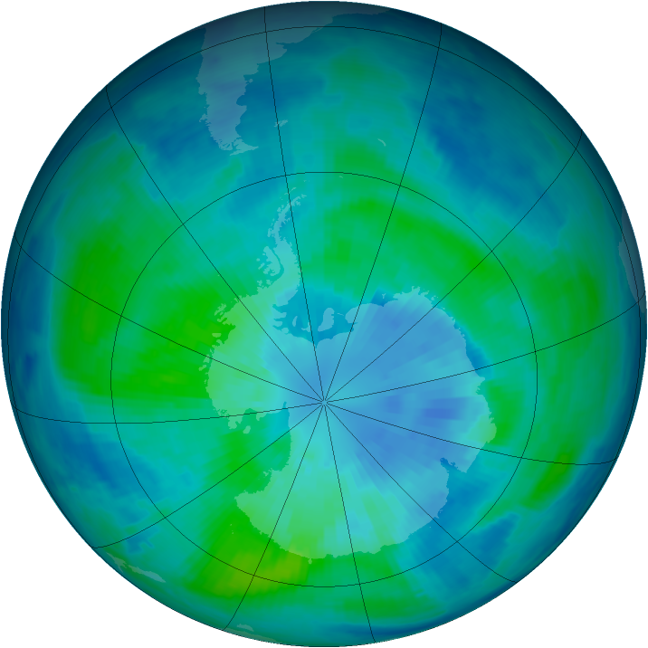 Antarctic ozone map for 25 March 1997